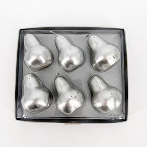 Retired NOB Restoration Hardware Mini Pear Candles 6 Silver